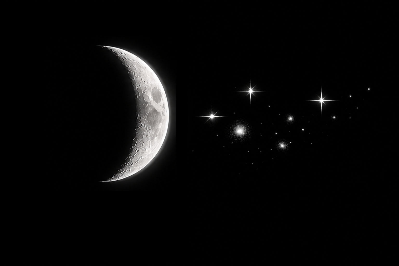 you can percieve Selûne as a waxing crescent moon, her tears shining brightly