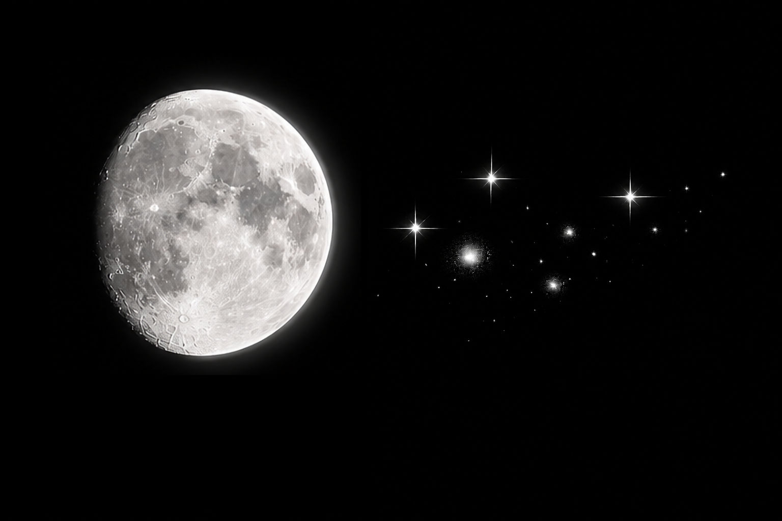 Selûne appears as a waxing gibbous moon